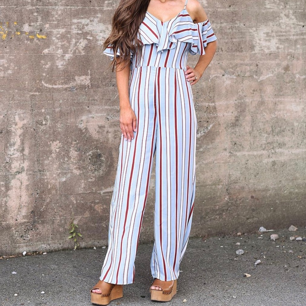 NWT! Red, White & Blue Striped Jumpsuit